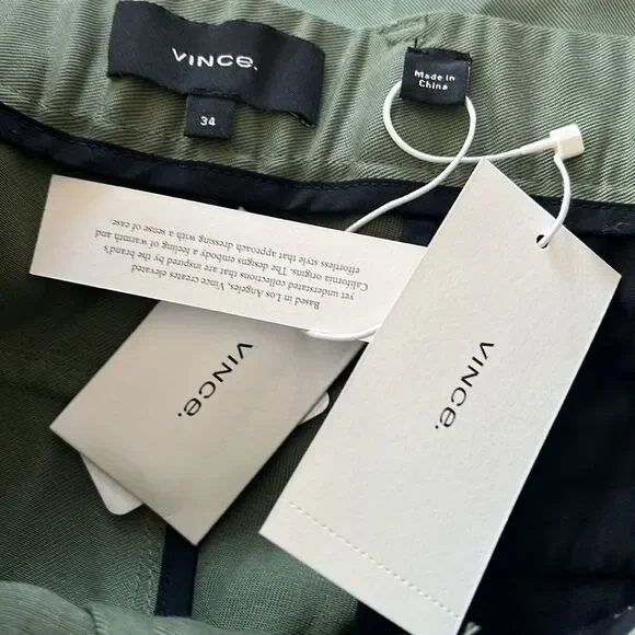 Vince Solid Cuffed Regular Fit Pants in Yucca Pine, NWT, Size 34 - Picture 6 of 7